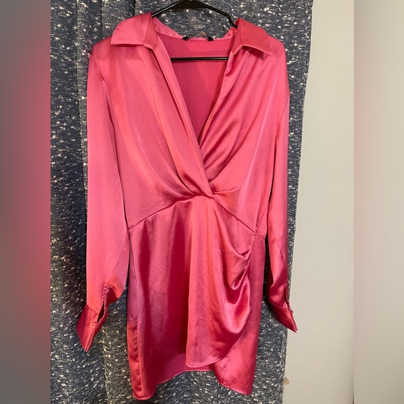 Zara Dresses & Skirts - Zara Satin Dress - Dark Pink